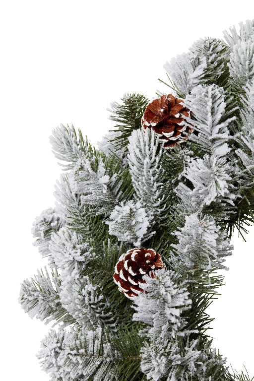 Coronita cu efect inghetat, 50 cm, polietilena si PVC, verde/alb