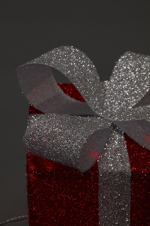 Set decorativ 3 cadouri 40 LED-uri, 25 cm, rosu, lumina alb cald