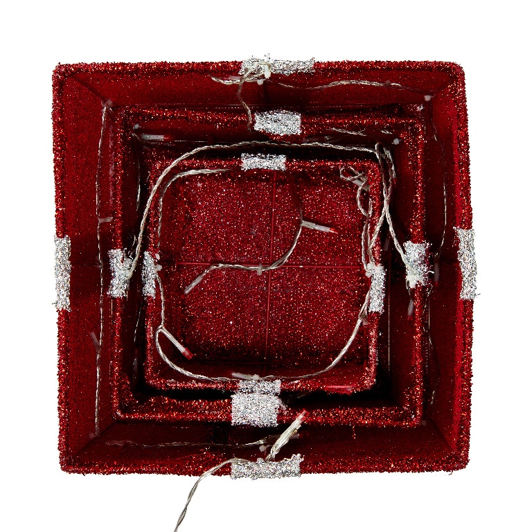 Set decorativ 3 cadouri 40 LED-uri, 25 cm, rosu, lumina alb cald