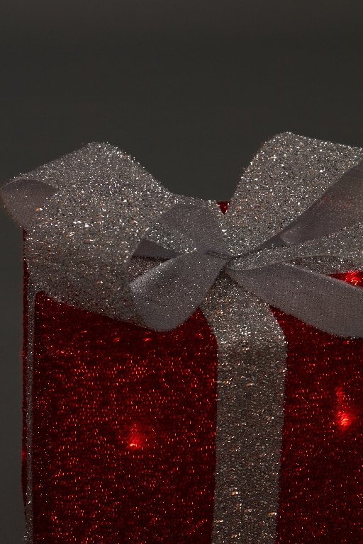 Set decorativ 3 cadouri 40 LED-uri, 25 cm, rosu, lumina alb cald