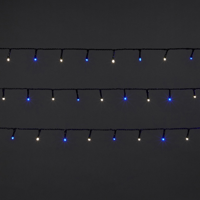 Instalatie de Craciun, 120 LED, 11 m, iluminare alb rece-albastru