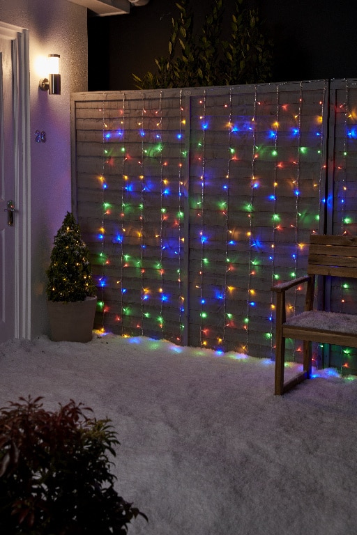 Perdea de lumini LED, 240 leduri, 8 functii, 1.5x2m, iluminat multicolor