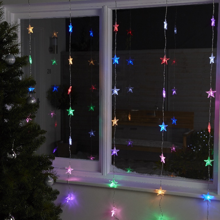 Perdea de lumini LED stelute, 35 leduri, iluminat multicolor