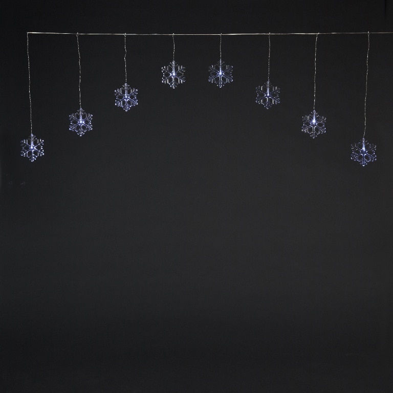 Perdea de lumini LED fulgi zapada, 8 leduri, iluminat alb rece
