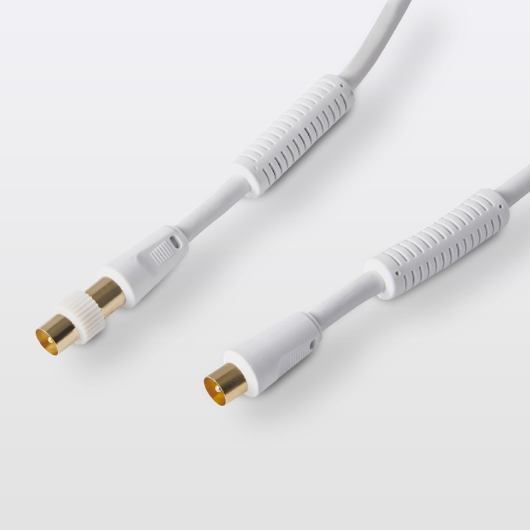 Cablu TV coaxial mufat,  tata - mama, aurit, conductor cupru, 5 m • Blyss