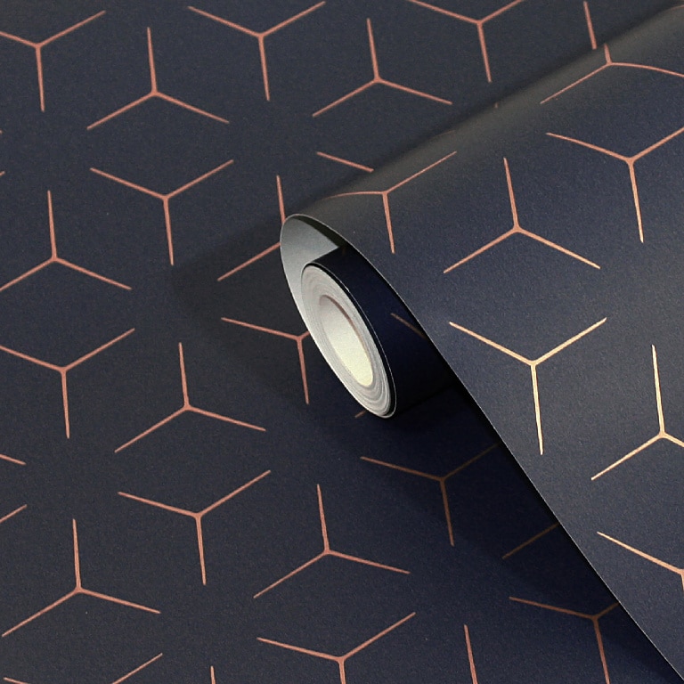 Tapet duplex, 0.53 x 10.05 m, auriu si albastru regal  Wanadou