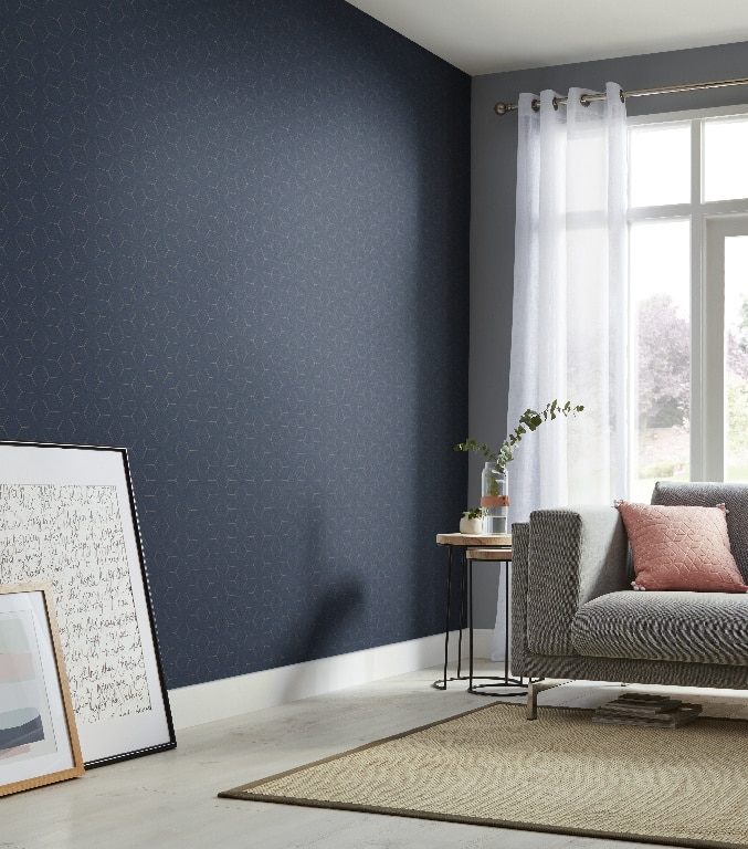 Tapet duplex, 0.53 x 10.05 m, auriu si albastru regal  Wanadou