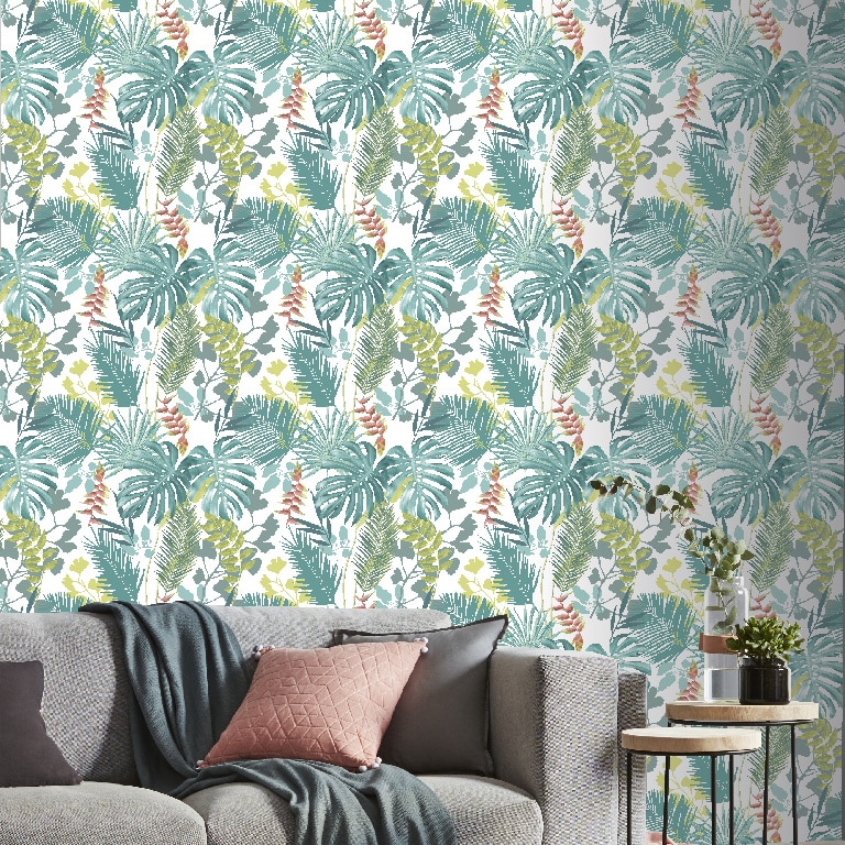 Tapet netesut, 0.53 x 10 m, verde, mat, floral