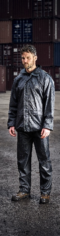 Costum protectie, compus din pantaloni si jacheta cu gluga, marime L, verde inchis • Site