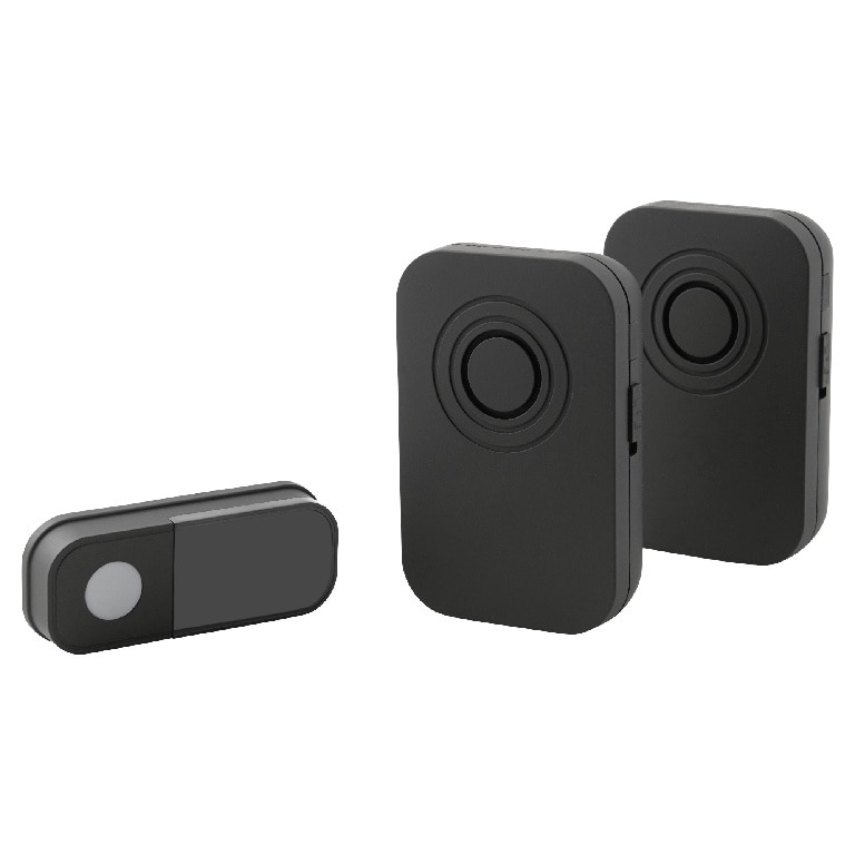 Set wireless 2 sonerii si 1 buton LIAM 3V IP44 negru, BLYSS