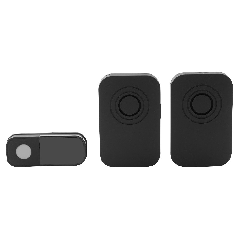 Set wireless 2 sonerii si 1 buton LIAM 3V IP44 negru, BLYSS