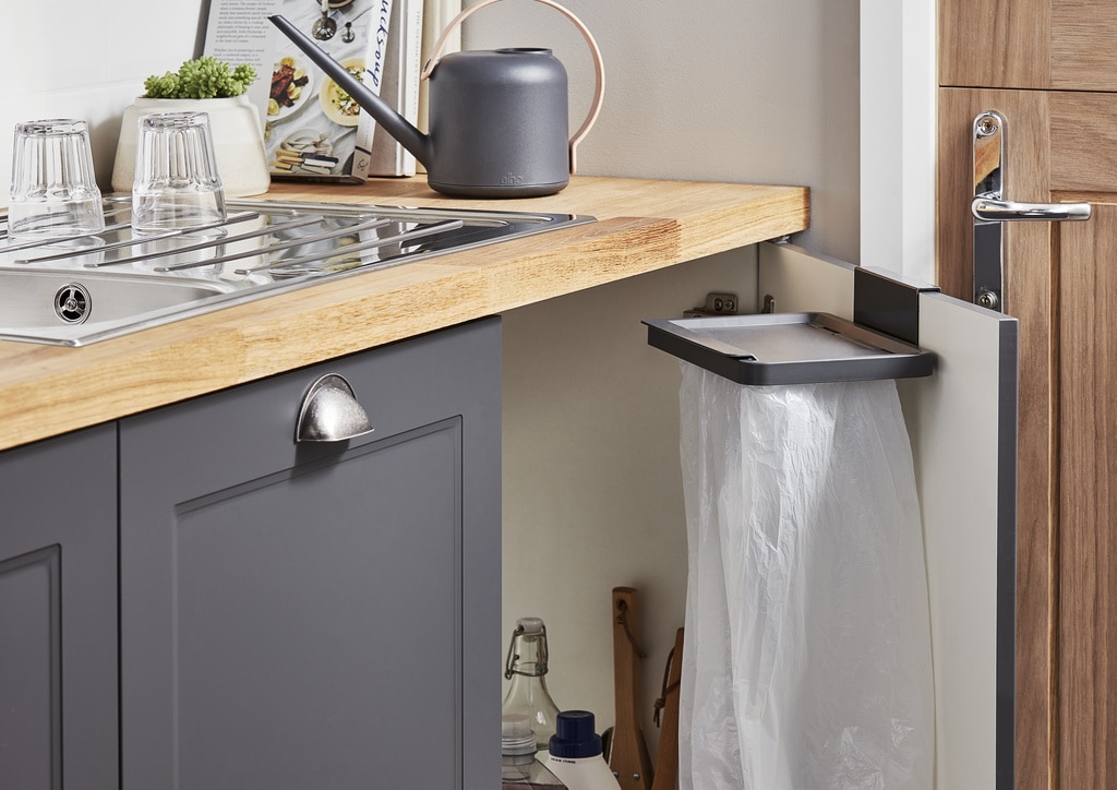 Cadru pentru cos de gunoi GOODHOME, 27.7 x 6.9 x 21.2 cm, ABS si otel, gri