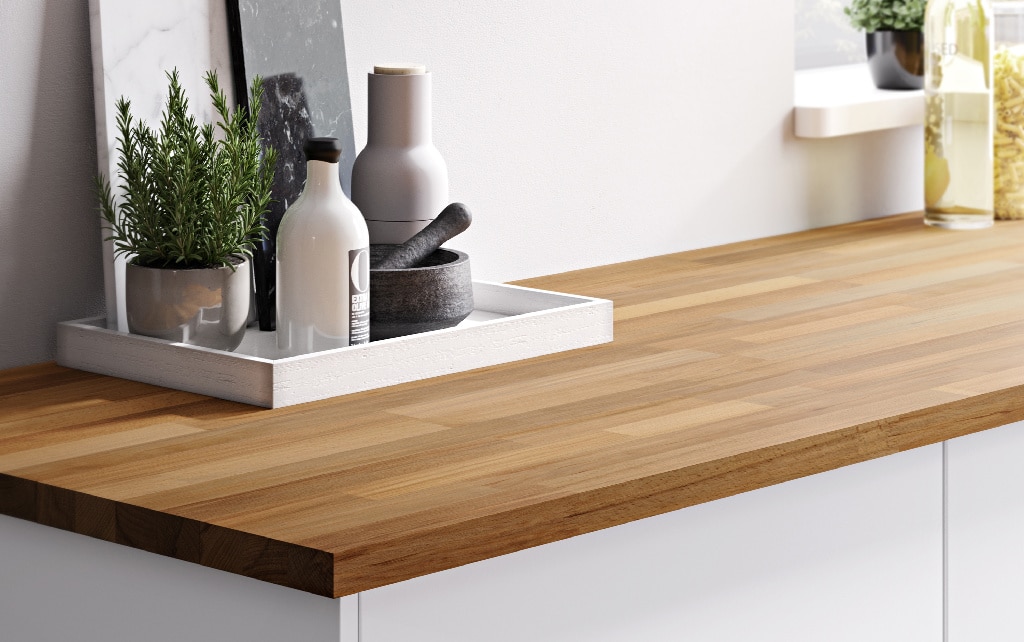 Blat de bucatarie lemn masiv, fag, Kava, 3000 x 620 x 27 mm   GoodHome