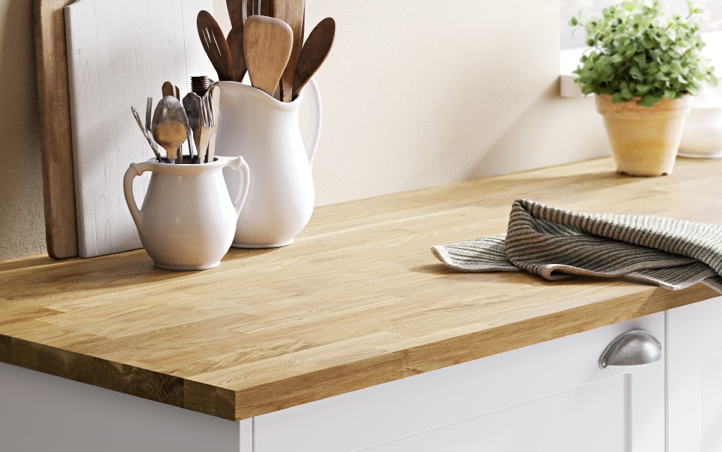 Blat de bucatarie, lemn masiv, stejar, 3000 x 620 x 26 mm  GoodHome Kava