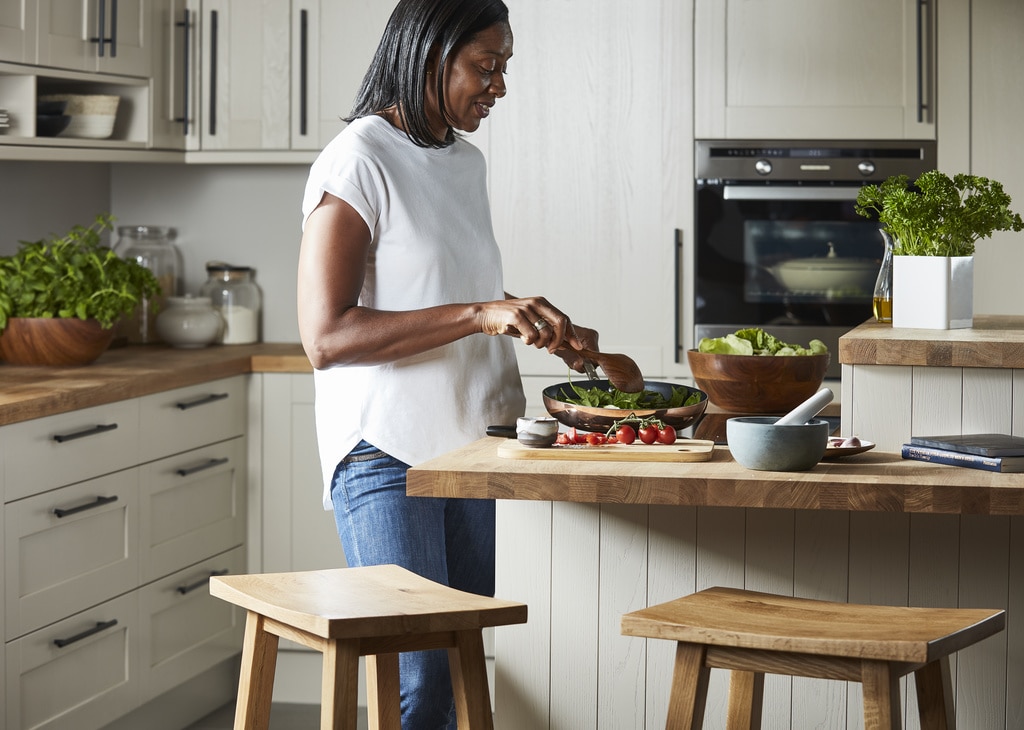 Blat de lucru, lemn nuanta stejar, 300 x 62 x 4 cm • GoodHome Hinita