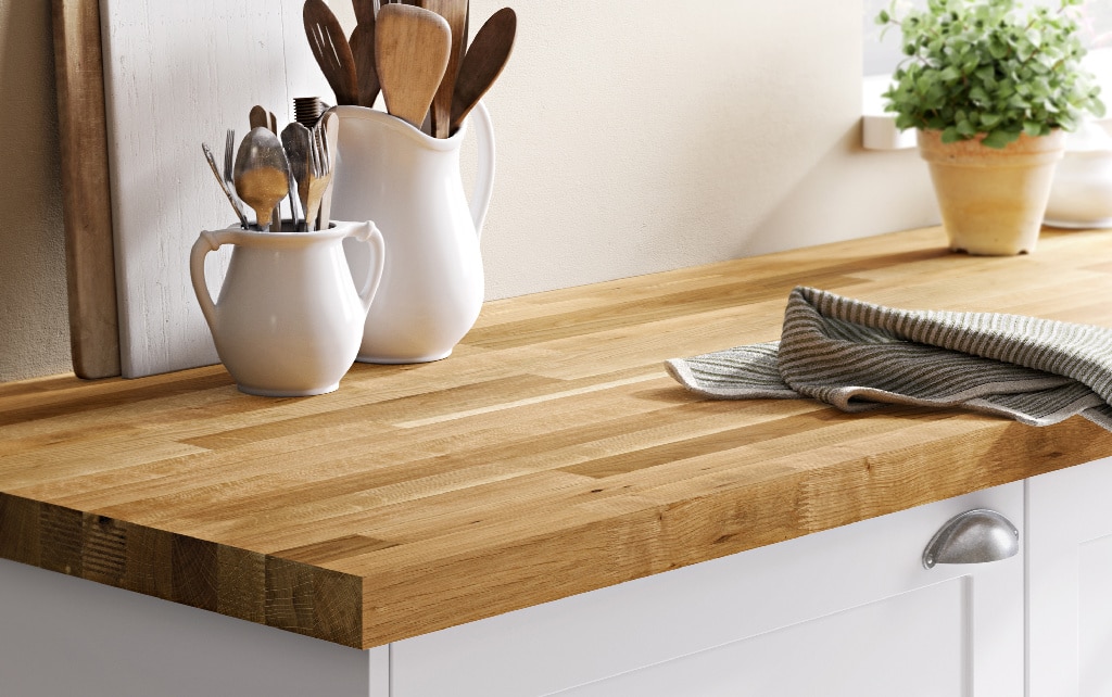 Blat de lucru, lemn nuanta stejar, 300 x 62 x 4 cm • GoodHome Hinita