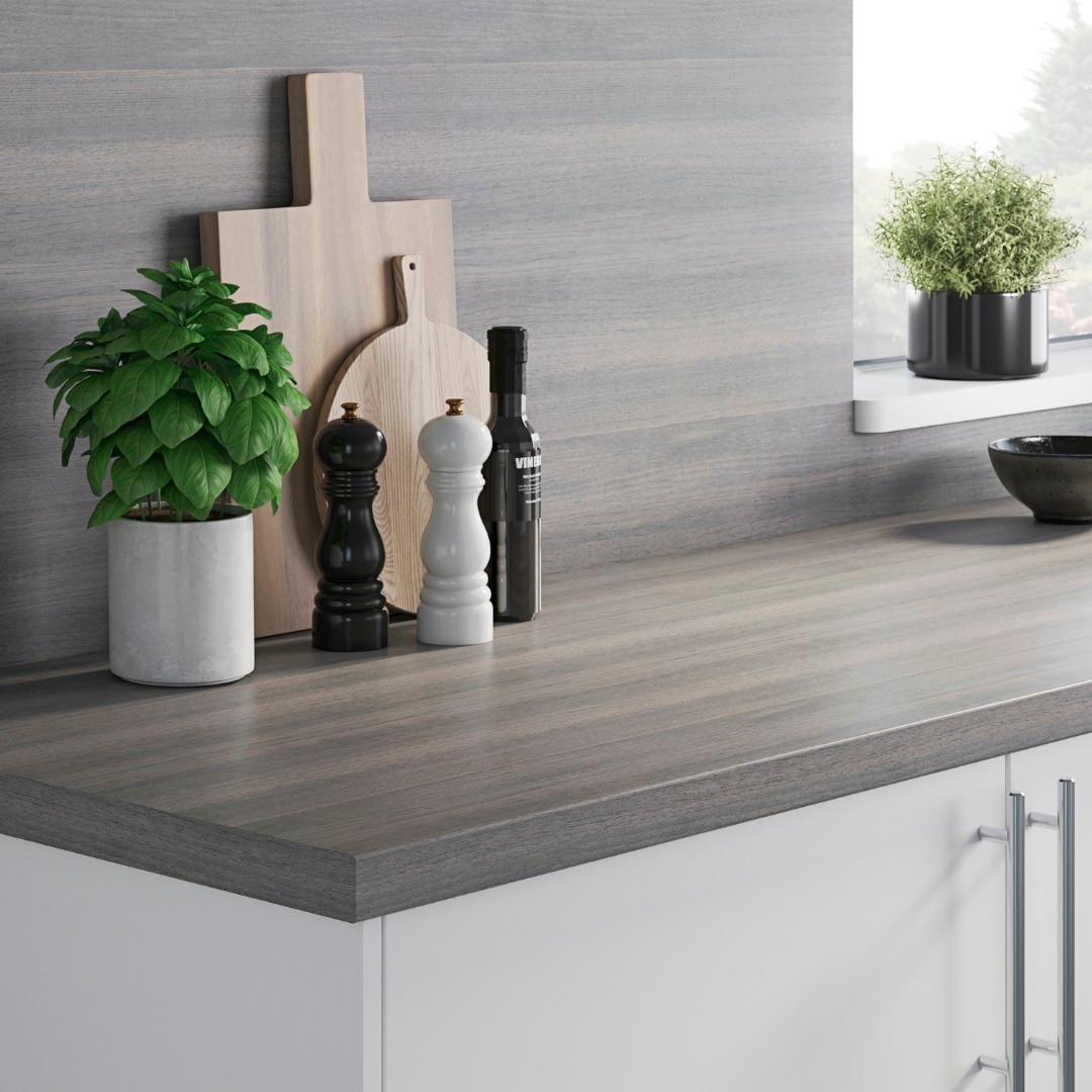 Panou bucatarie, gri, 300 x 60 cm x 1 cm, pal  GoodHome Kabsa