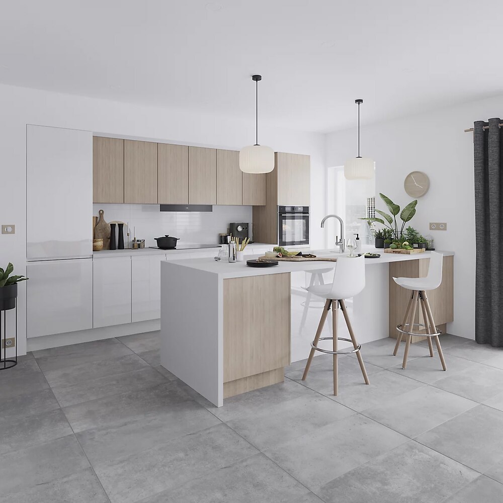 Element colt bucatarie GOODHOME Garcinia, 60 x 71.5 cm, alb lucios