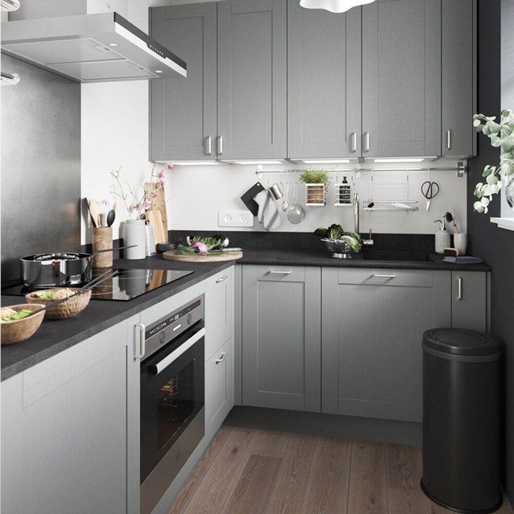Front usa GOODHOME Alpinia, MDF, 60 x 100 x 1.8 cm, gri mat