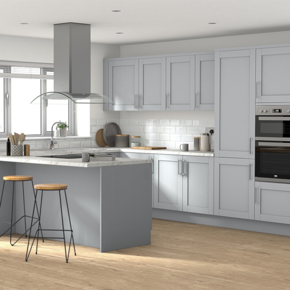 Front usa GOODHOME Alpinia, MDF, 60 x 100 x 1.8 cm, gri mat