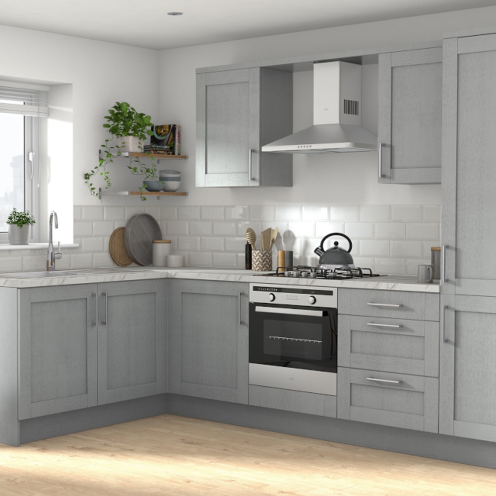 Front usa GOODHOME Alpinia, MDF, 60 x 100 x 1.8 cm, gri mat