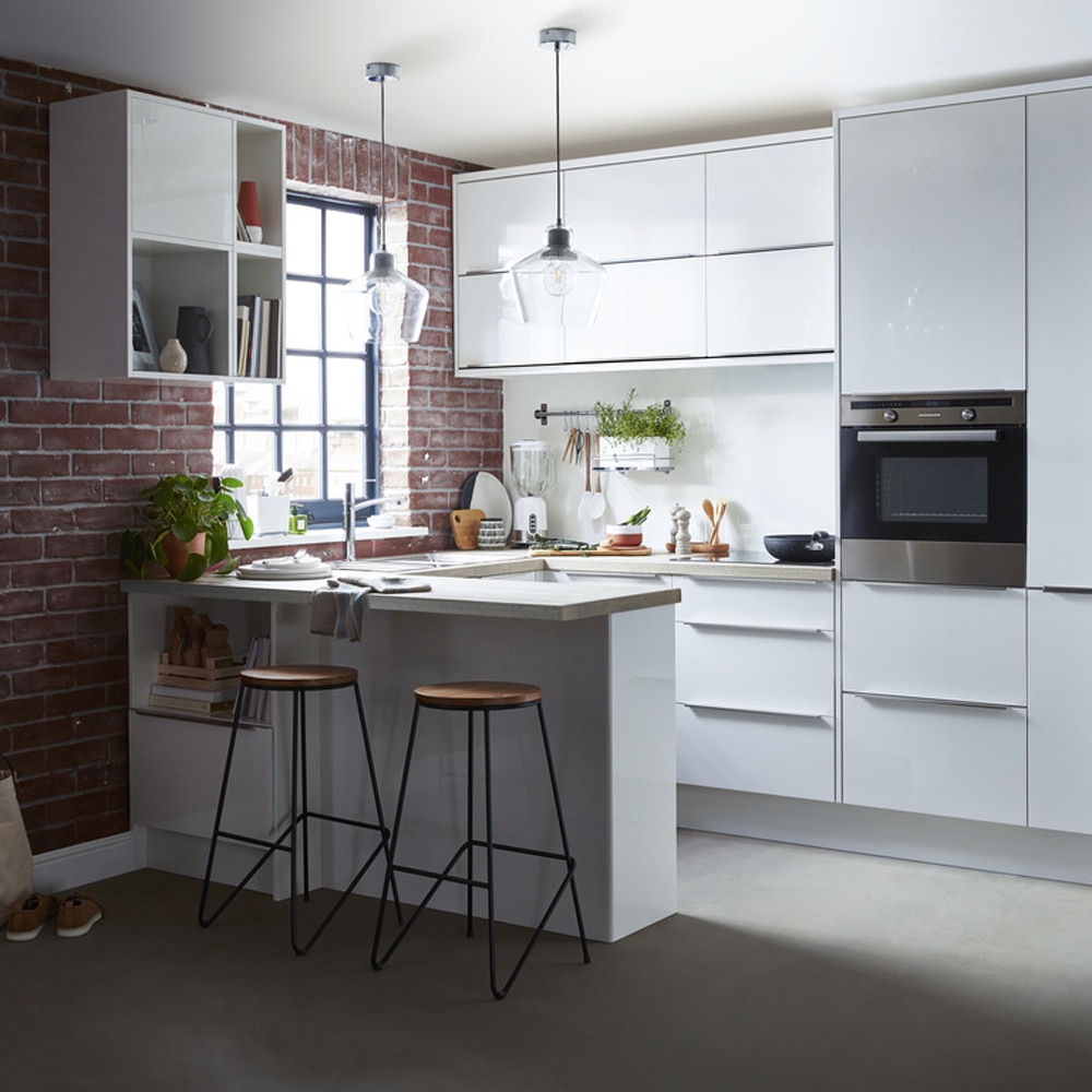 Front usa GOODHOME Alisma, MDF, 50 x 71.5 x 1.8 cm, alb lucios