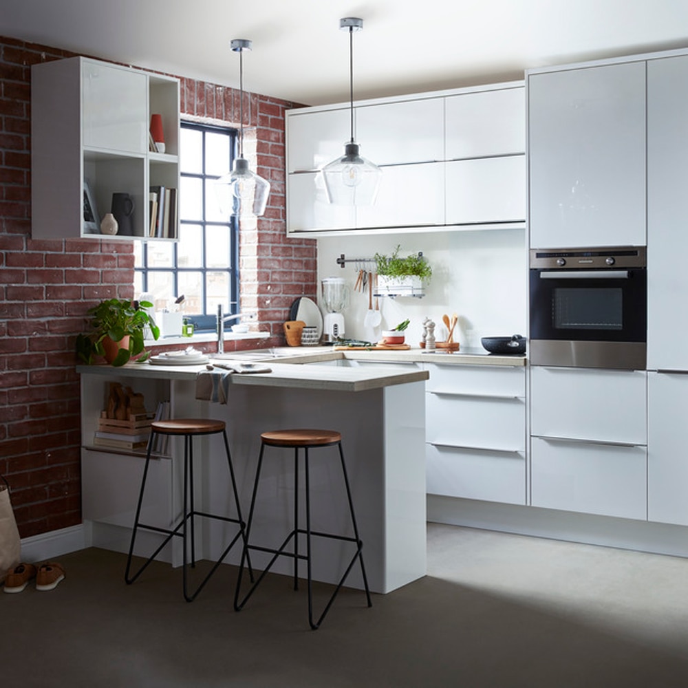 Front usa GOODHOME Alisma, MDF, 60 x 100 x 1.8 cm, alb lucios