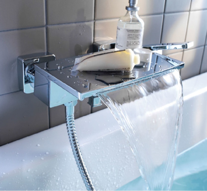 Baterie cada/dus GOODHOME Abana, monocomanda, alama, argintiu