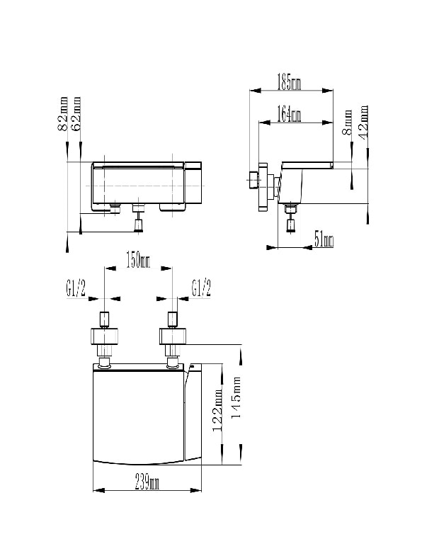 Baterie cada/dus GOODHOME Abana, monocomanda, alama, argintiu