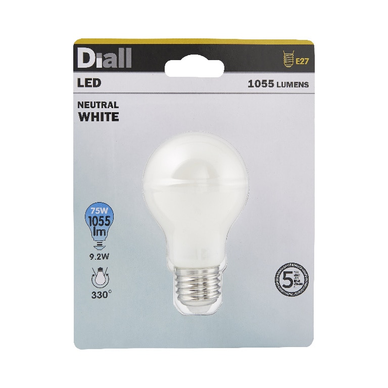 Bec LED, E27, 75 W, 4000 K, sticla alba • Diall