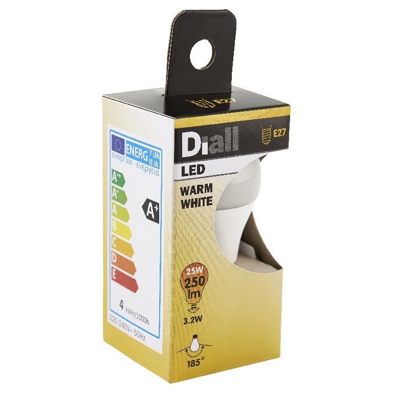 Bec LED, E27, 25 W, 2700 K, plastic • Diall