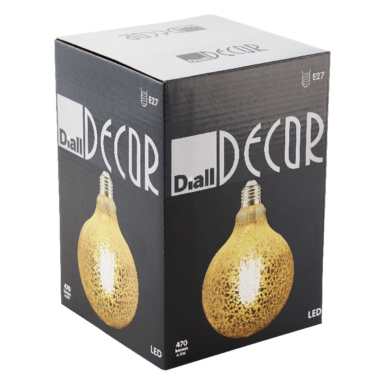 Bec LED, E27, 40W, 1800K, sticla, forma sfera, model pestrit • Diall