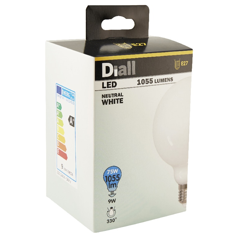 Bec LED, E27, 75W, 4000K, sticla clara, model sferic • Diall