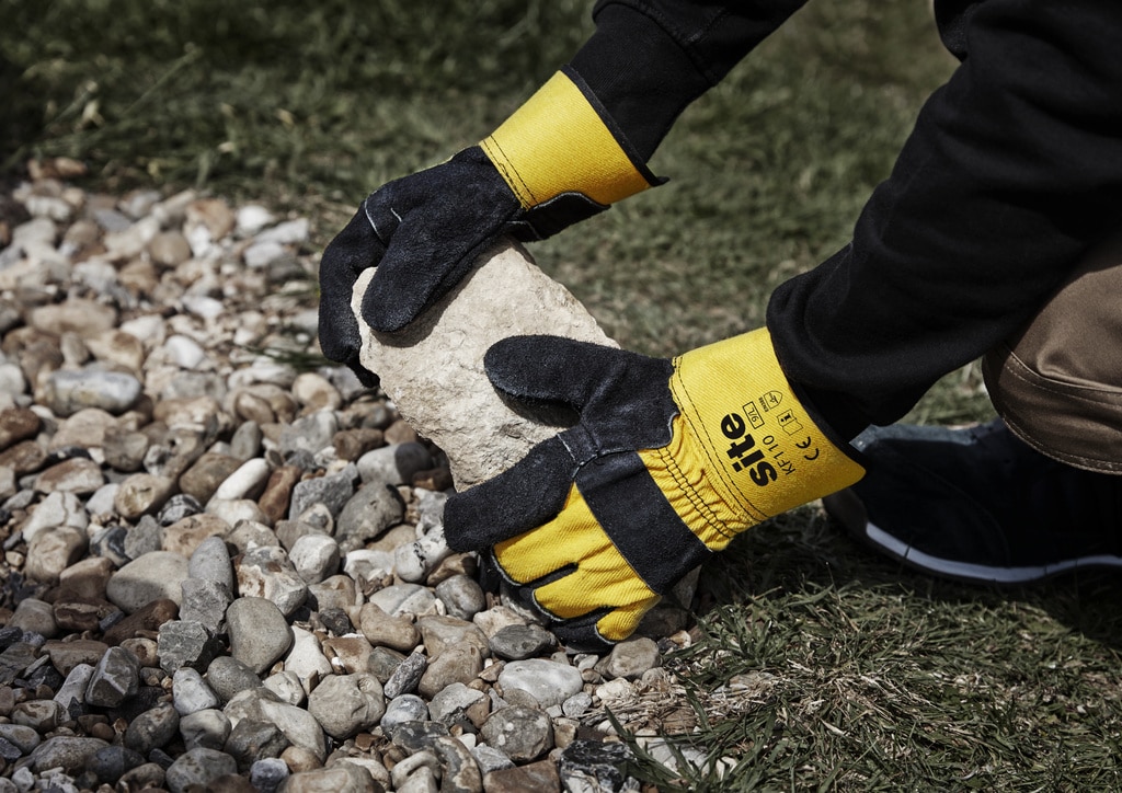 Manusi protectie Site Rigger KF110, piele, negru-galben, marime XL