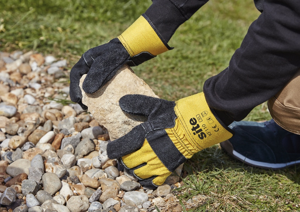 Manusi protectie Site Rigger KF110, piele, negru-galben, marime XL