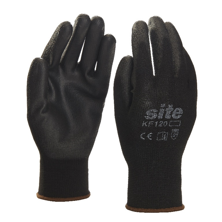 Manusi protectie Site KF120, palma PU, nylon, negru, marime XL