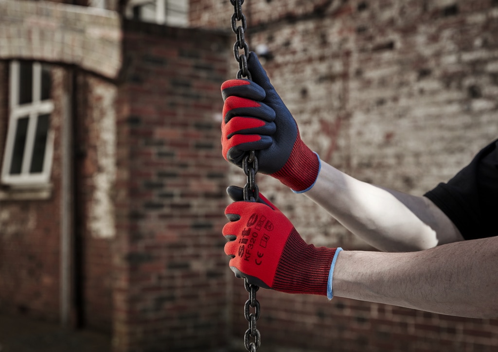 Manusi protectie Site KF320, nitril, rosu-negru, marime M