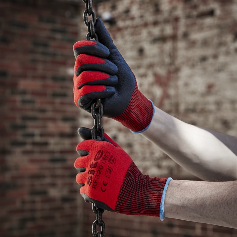 Manusi protectie Site KF320, nitril, rosu-negru, marime M