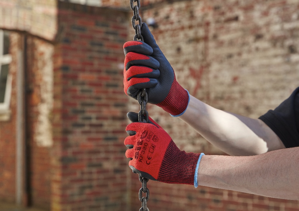 Manusi protectie Site KF320, nitril, rosu-negru, marime M