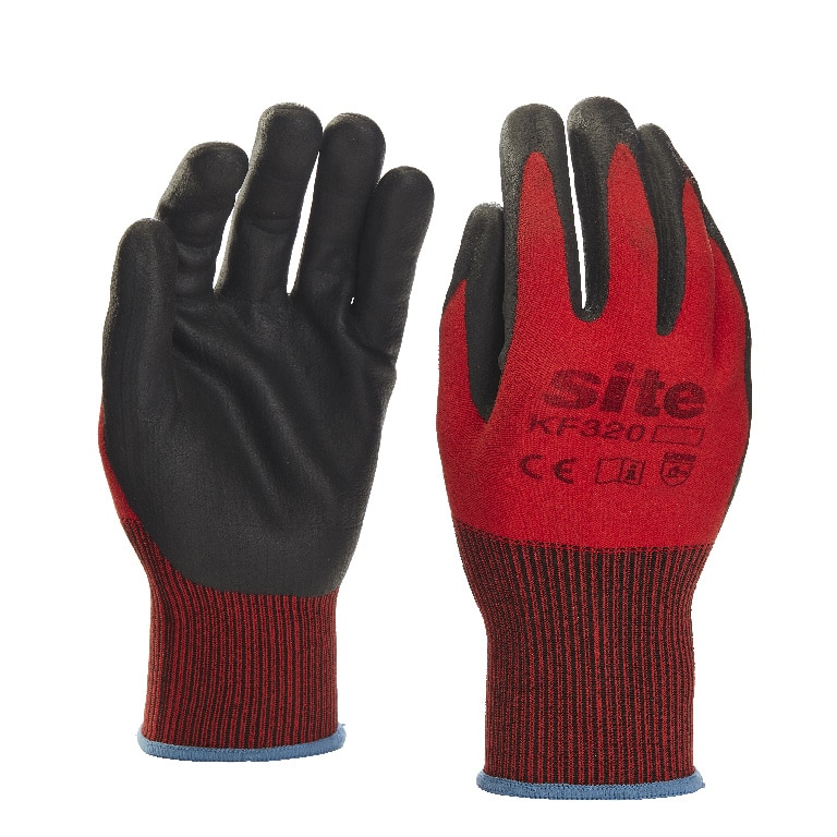 Manusi de protectie SITE KF320, nitril, L, rosu-negru
