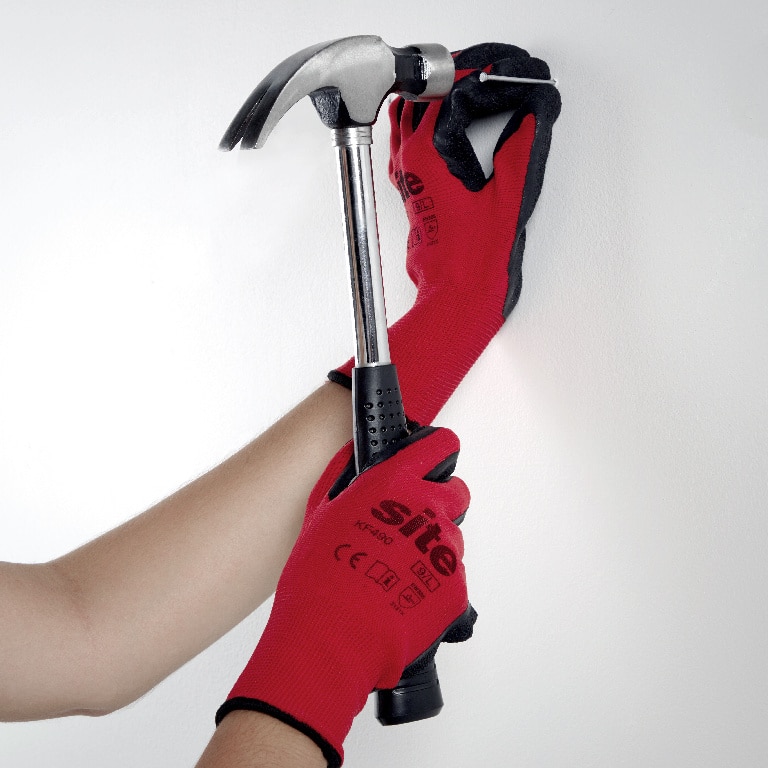 Manusi protectie Site KF490, latex, rosu-negru, marime M, set 5 perechi