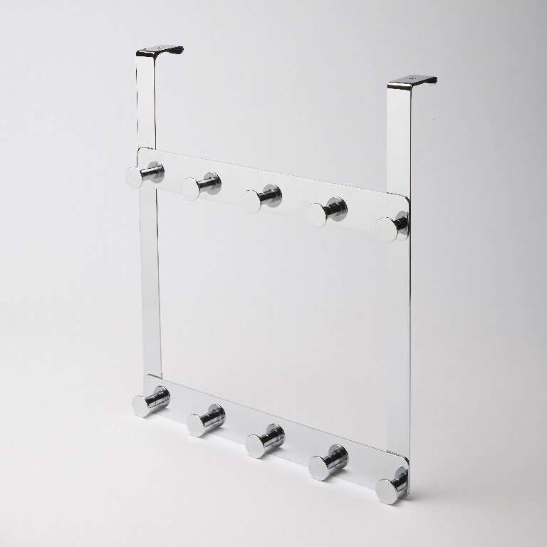 Suport agatatori pentru usa GOODHOME Koros, 38 x 32.4 x 4.6 cm, otel, crom, 10 carlige