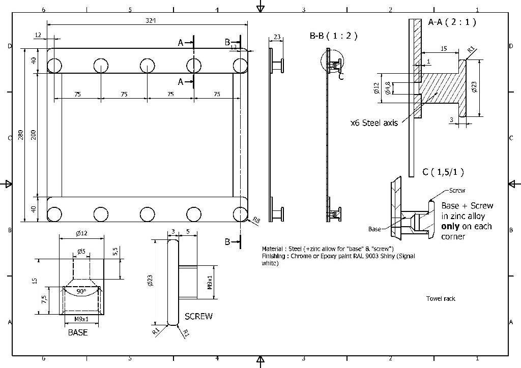 Suport agatatori pentru usa GOODHOME Koros, 32.4 x 28 x 2.1 cm, otel, crom, 10 carlige