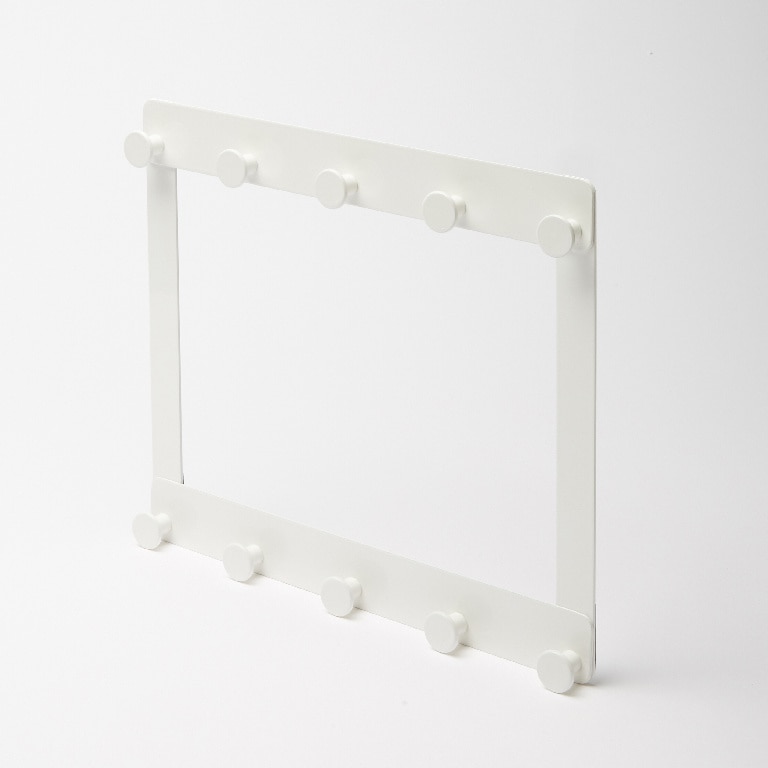 Suport agatatori pentru usa GOODHOME Koros, 32.4 x 28 x 2.1 cm, otel, alb, 10 carlige