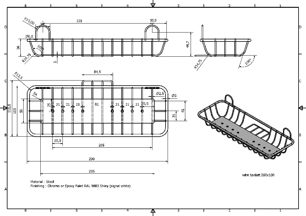 Etajera baie GoodHome Koros L, 29 x 11.5 x 6.5 cm, otel, argintiu