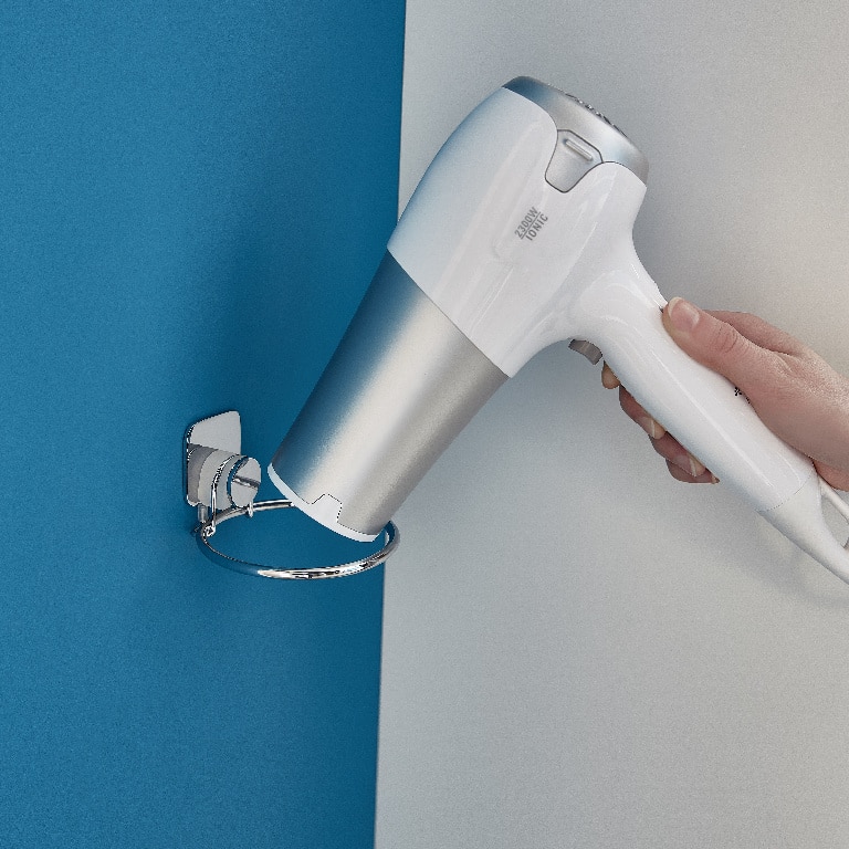 Suport pentru uscator de par GoodHome Koros, otel, argintiu