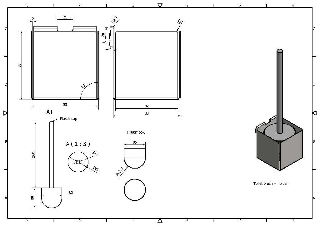 Suport si perie WC GOODHOME Amantea, 36 x 10 x 10 cm, ABS si otel inoxidabil, argintiu 