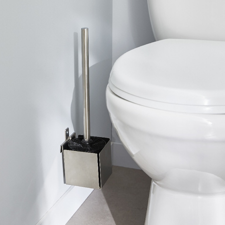 Suport si perie WC GOODHOME Amantea, 36 x 10 x 10 cm, ABS si otel inoxidabil, argintiu 