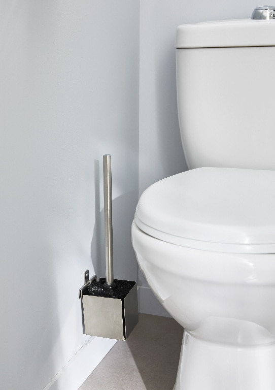 Suport si perie WC GOODHOME Amantea, 36 x 10 x 10 cm, ABS si otel inoxidabil, argintiu 