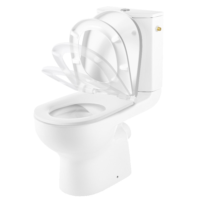 Set vas WC GoodHome Cavally, ceramica, rezervor 3-6 l, capac SoftClose, alb